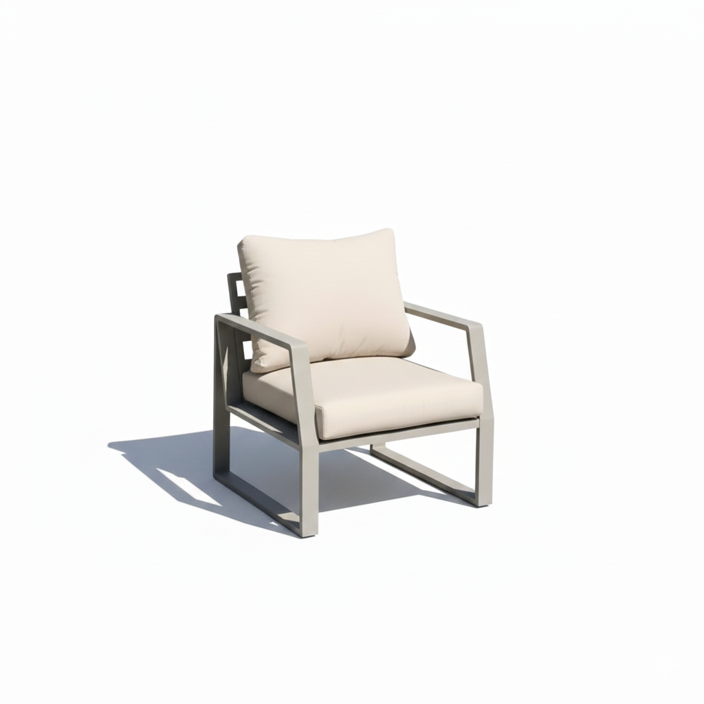 Outdoor Elegance – 7-Seater Aluminum Garden Sofa in Khaki