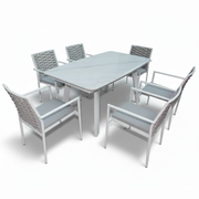 Outdoor Aluminium Dining Set with Waterproof Cushions – 6 Seats
