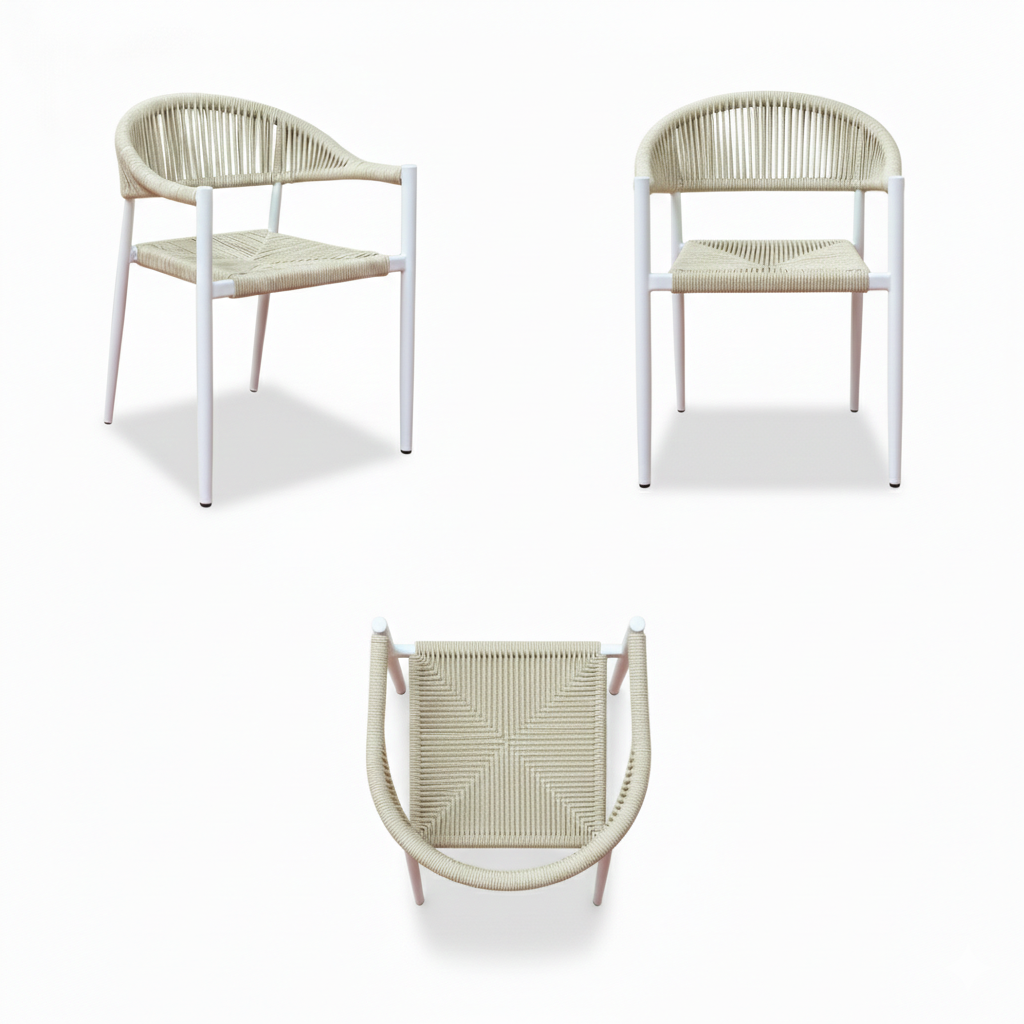 Outdoor Dining Chair - Aluminum Frame with Hand-Woven Rope Detailing - The Outdoor Furniture Market 