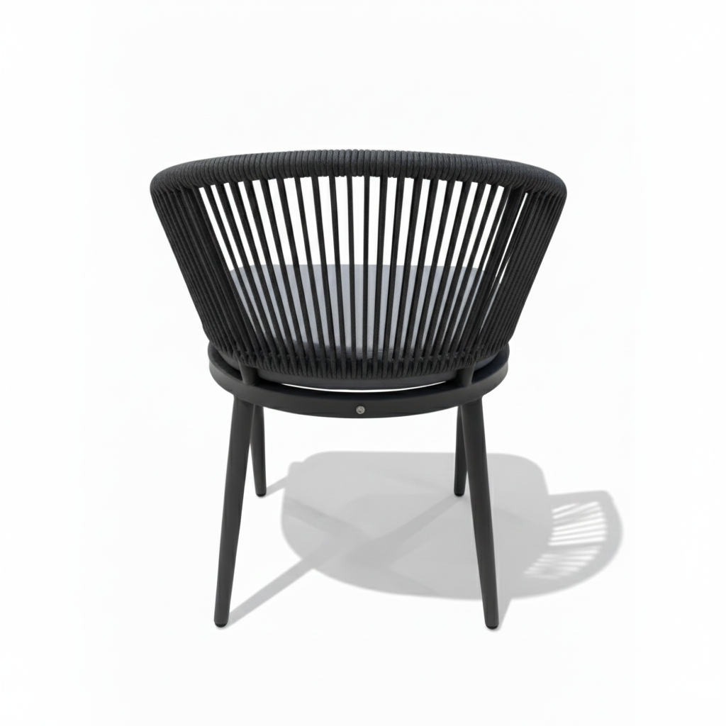 Modern Rope Outdoor Dining Chair – Aluminum Frame &amp; Weather-Resistant Cushion