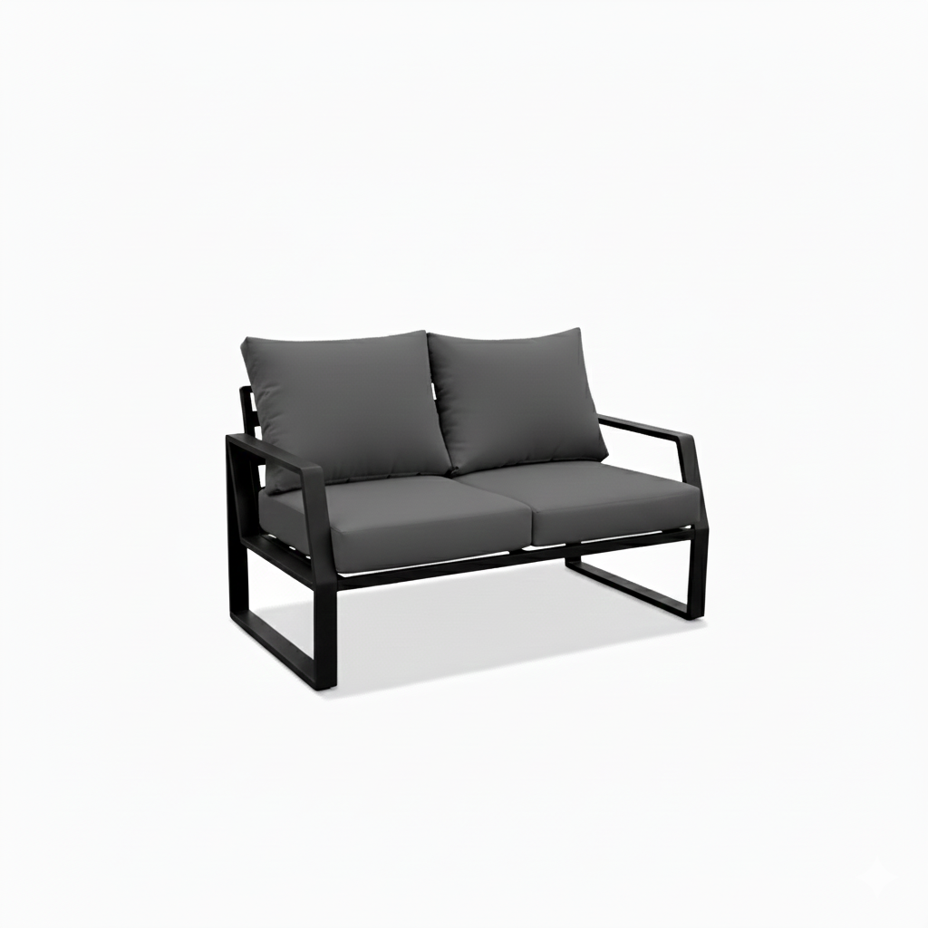 Luxurious 7-Seater Outdoor Sofa Set with Aluminum Frame & Plush Cushions-Black