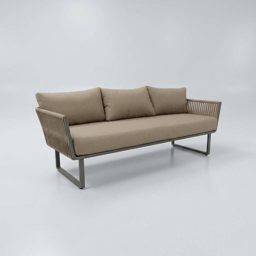 7-seater outdoor rope sofa set with aluminium frame, includes 7 pieces and 3 tables, from The Outdoor Furniture Market