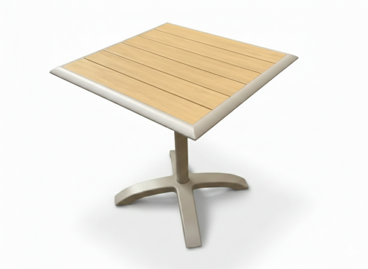 Square Outdoor Dining Table - Aluminum Pedestal Base with WPC Top - The Outdoor Furniture Market 