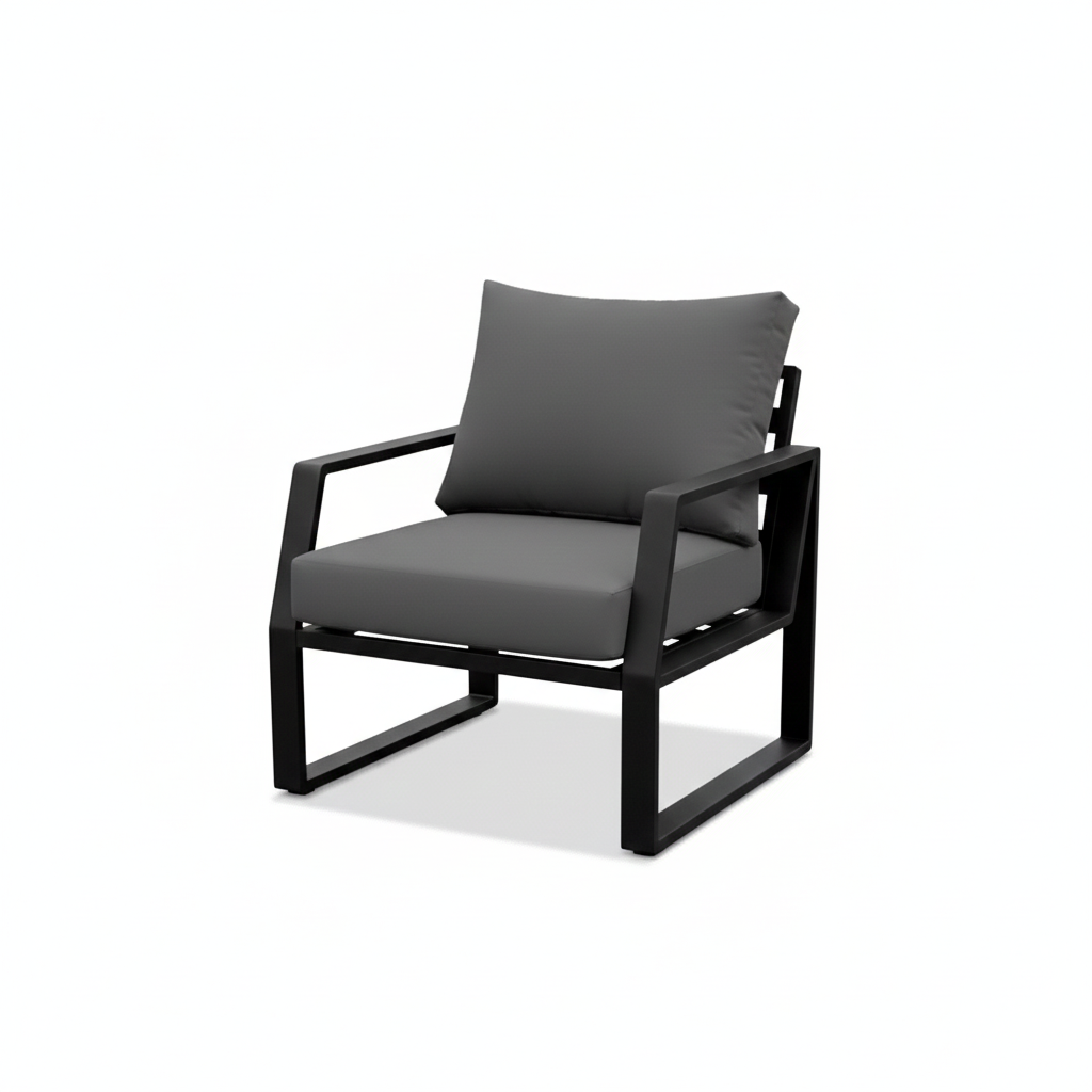 Luxurious 7-Seater Outdoor Sofa Set with Aluminum Frame & Plush Cushions-Black