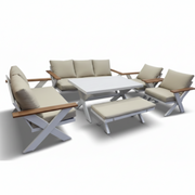 Elite 7-Seater White Aluminum Outdoor Lounge Set