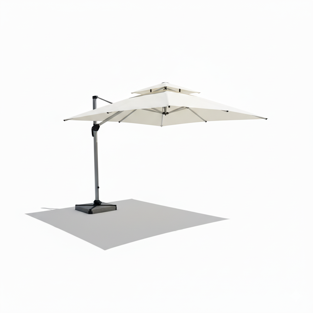 3.5m Premium Square Cantilever Umbrella-White