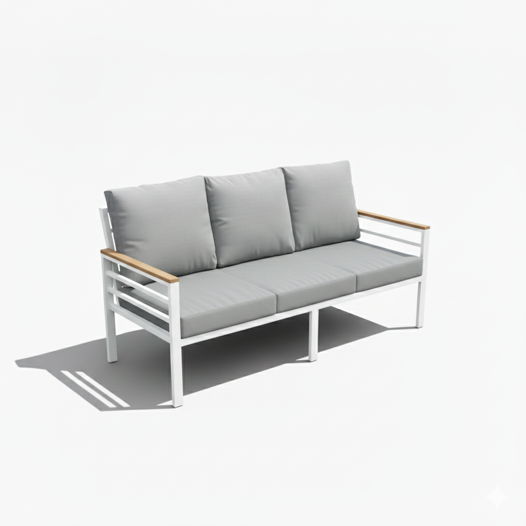 Aluminium Casa Fiora 7 seater sofa set with dining table, featuring a modern design for outdoor living spaces.