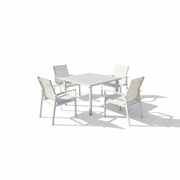 Contemporary White Aluminum Outdoor Dining Set – 4 Seater