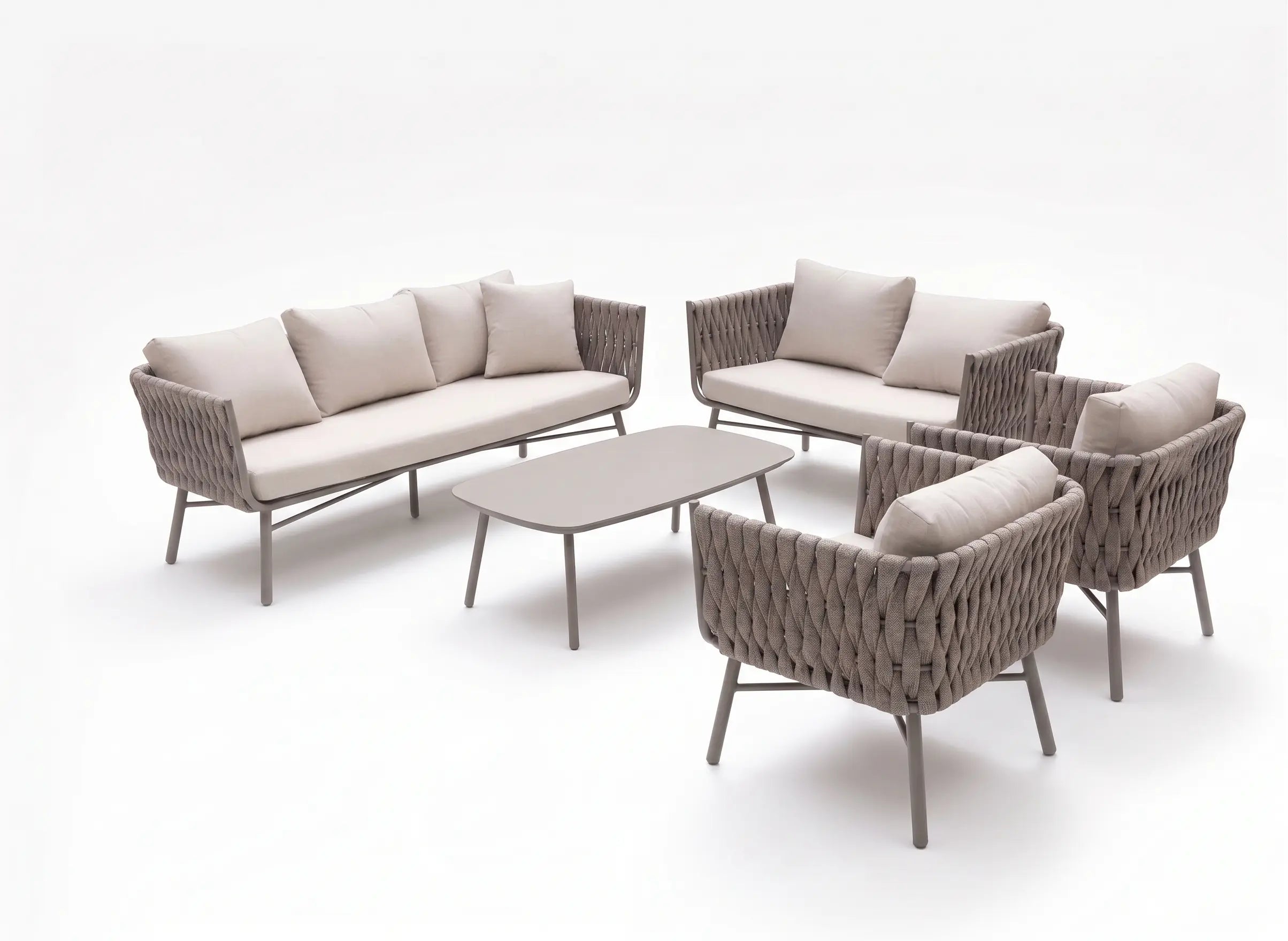 Aluminium Rope Outdoor Sofa Set with Table | 5 & 7 Seater