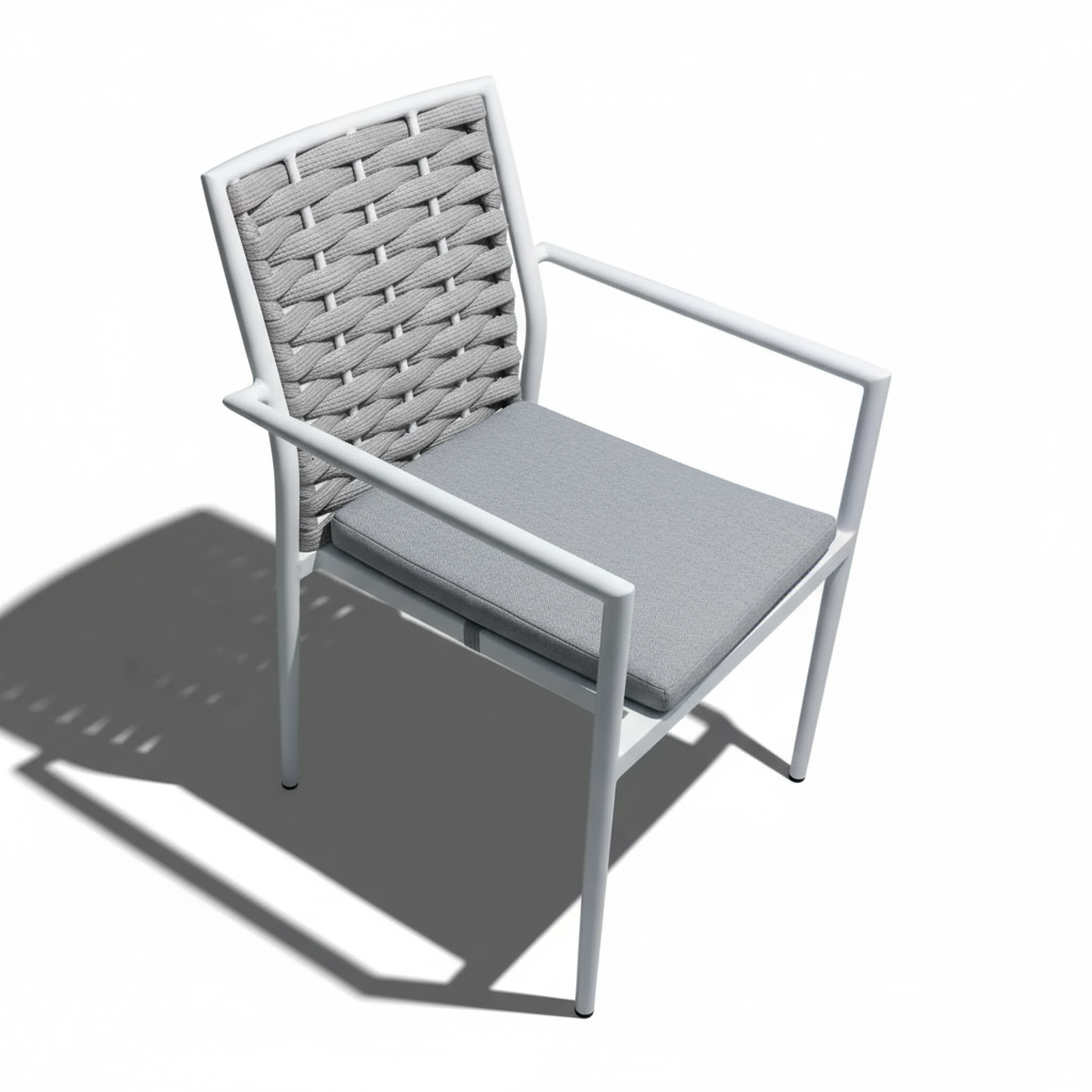 Outdoor Aluminium Dining Set with Waterproof Cushions – 6 Seats