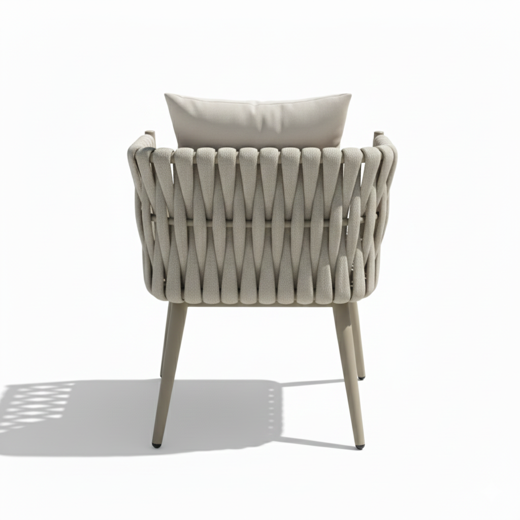 Premium Aluminum & Fabric Rope Garden Dining Chair – Khaki