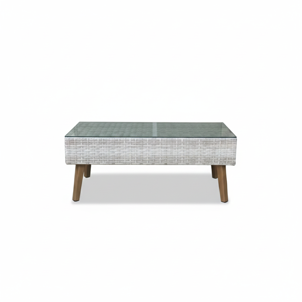 7 seater grey rattan lounge set with grey cushions, featuring a modern design by Casa Fiora for outdoor relaxation.