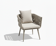 Casa Fiora Outdoor Dining Chair - Aluminum Frame with Rope Weaving & Cushion, Khaki - The Outdoor Furniture Market 