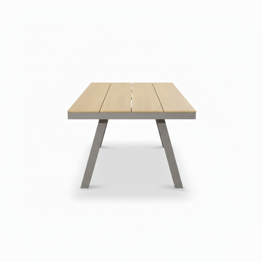 Modern outdoor dining table by Casa Fiora, made of aluminium and WPC with sleek, contemporary design for outdoor spaces.