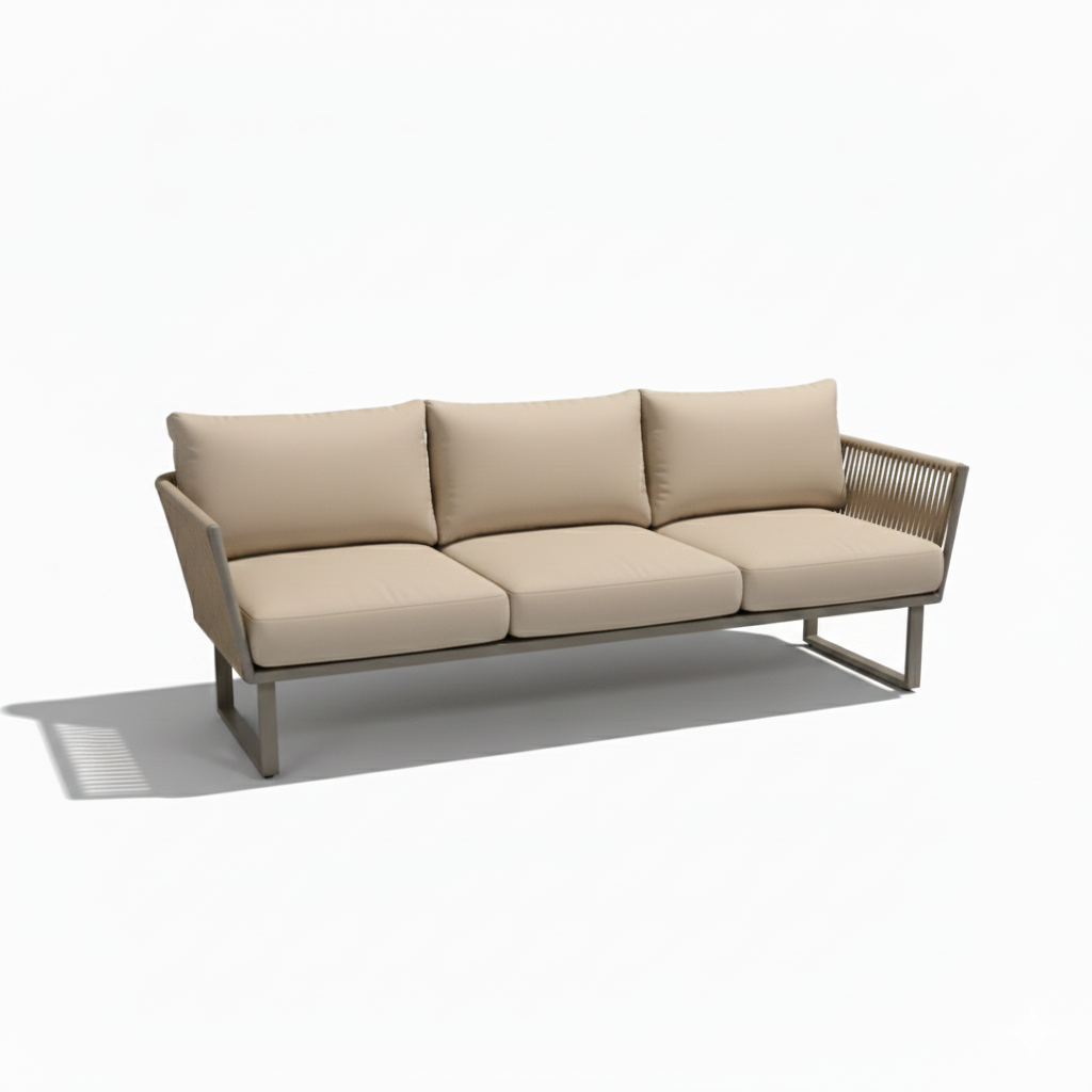 7-seater outdoor aluminum lounge set by Casa Fiora with plush cushions and modern design for patio relaxation.