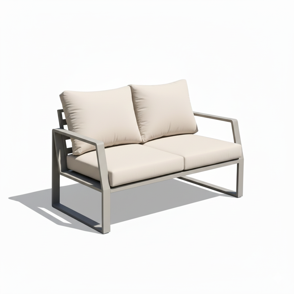 Outdoor Elegance – 7-Seater Aluminum Garden Sofa in Khaki