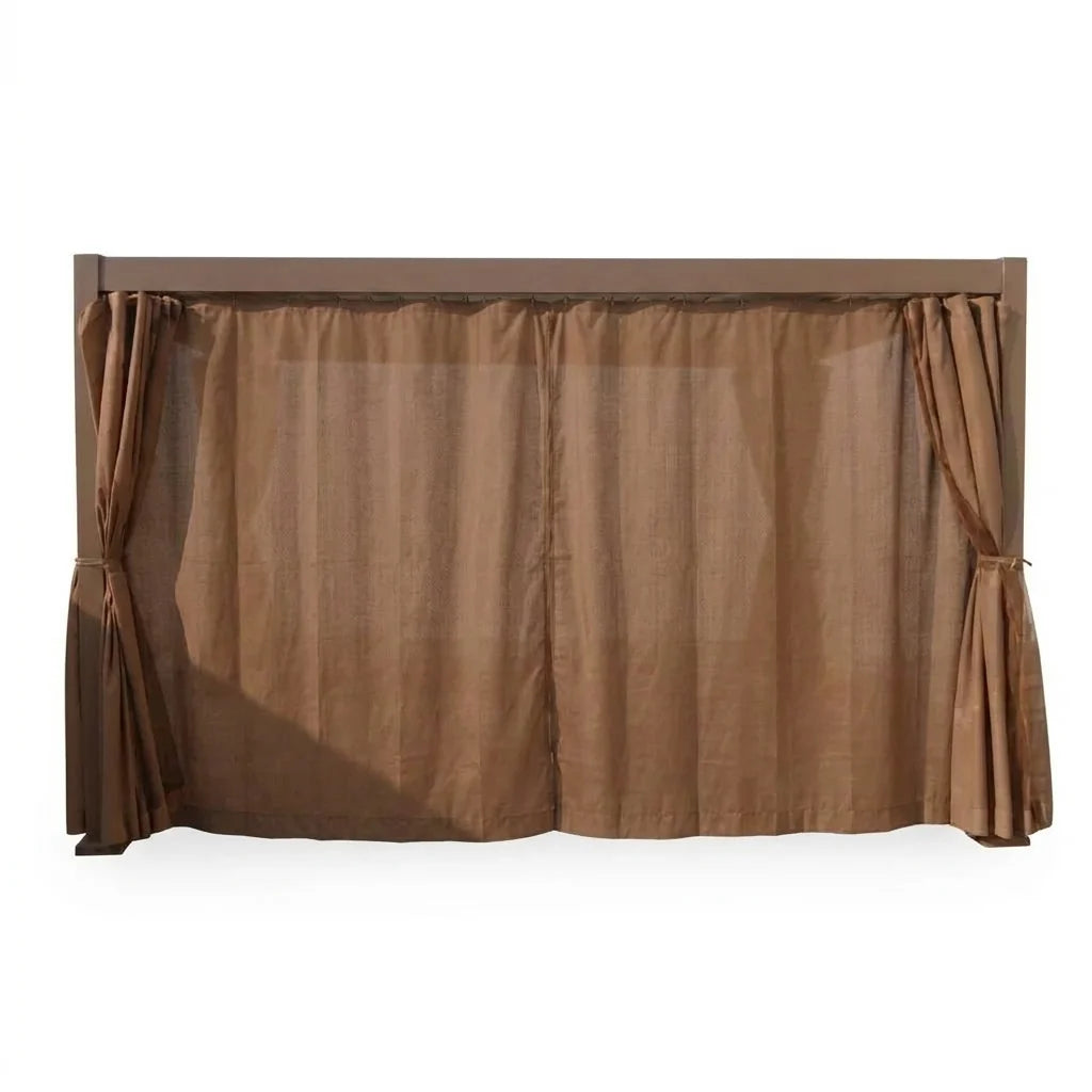 Modern Aluminium Louvered Pergola with Adjustable Roof & Weather-Resistant Curtains