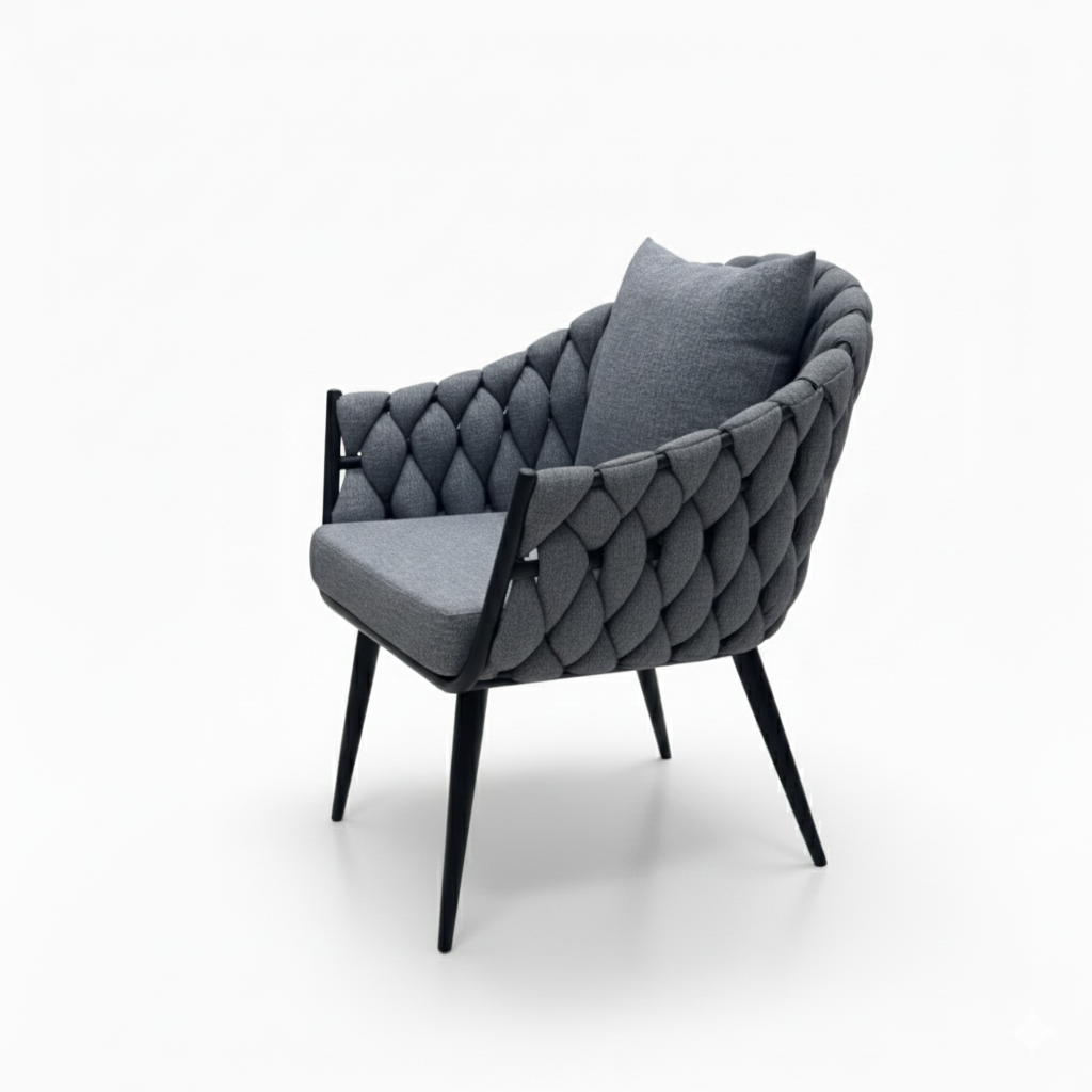 Modern Grey Braided Armchair