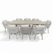 Modern 8-Person Aluminum Patio Dining Set with Comfort Cushions