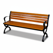 Wood garden bench with backrest by Casa Fiora, featuring a sturdy design and natural wood finish for outdoor spaces.
