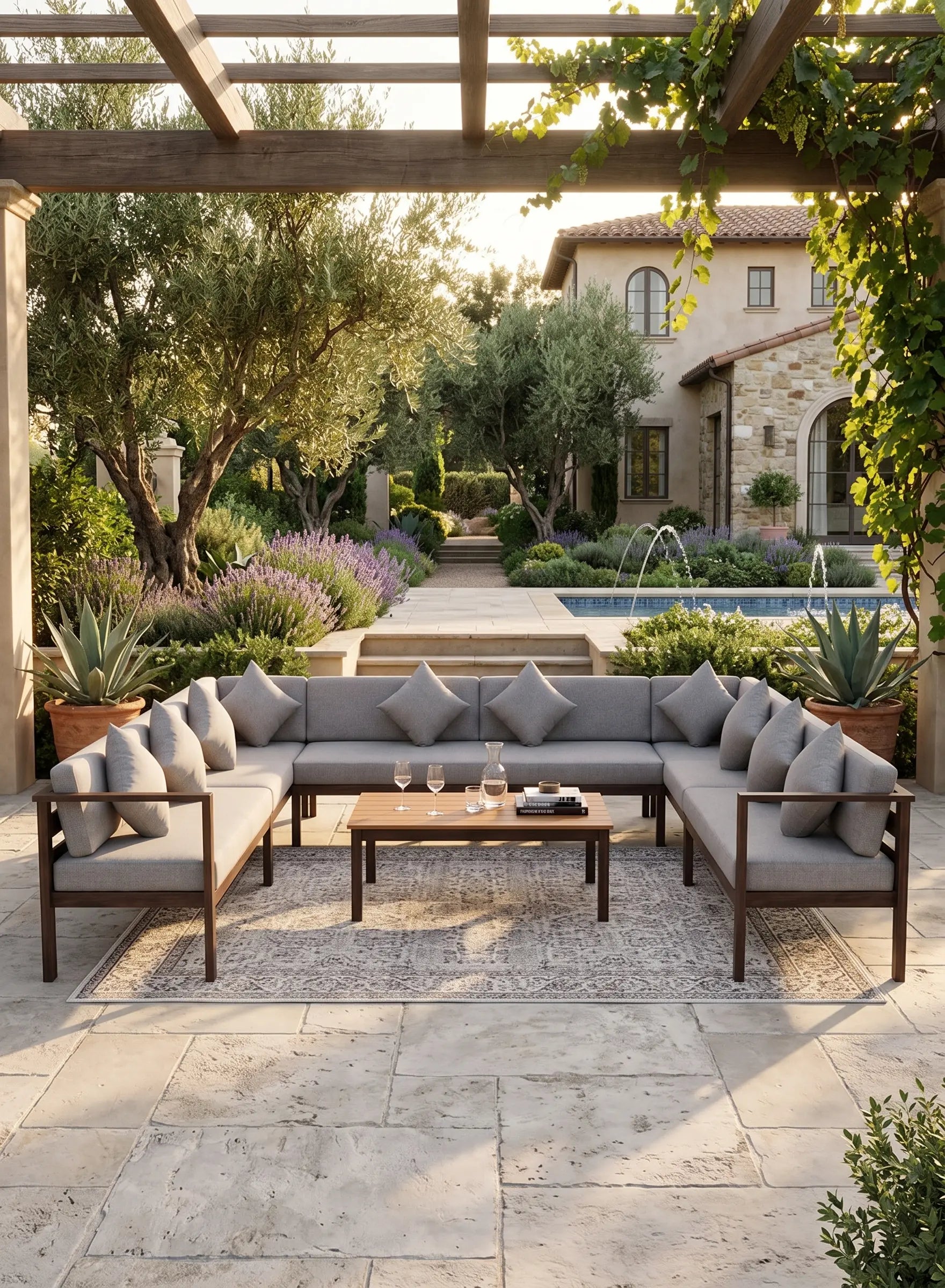 U-Shape 12-Seater Outdoor Garden Sofa Set | Aluminium Frame & Weather-Resistant Fabric