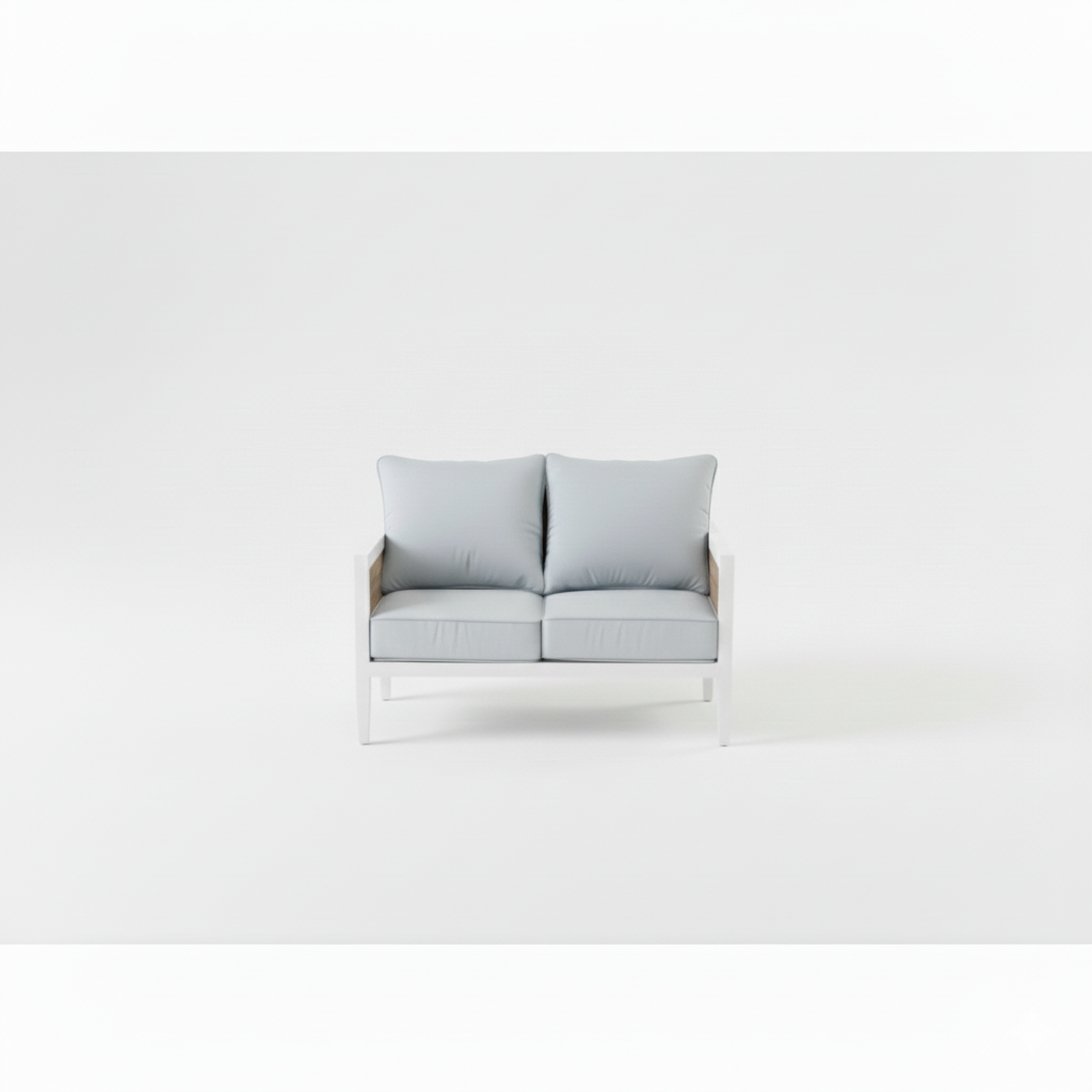 Casa Fiora 4 seater aluminum rattan lounge set with plush cushions and a stylish design for outdoor relaxation.