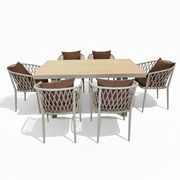 Modern Aluminum WPC Outdoor Dining Set with Cushioned Chairs – 6 Seater