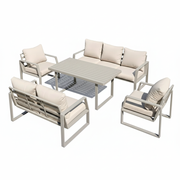 Outdoor Elegance – 7-Seater Aluminum Garden Sofa in Khaki