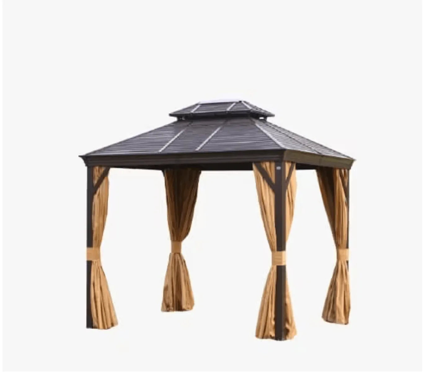 3x4m Rectangular Roof Aluminum Gazebo Brown - The Outdoor Furniture Market 