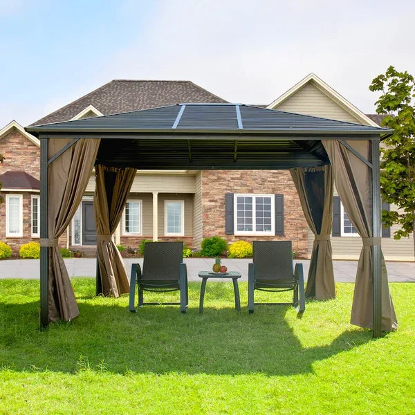 3x4m Rectangular Shape Aluminum Gazebo - Brown - The Outdoor Furniture Market 