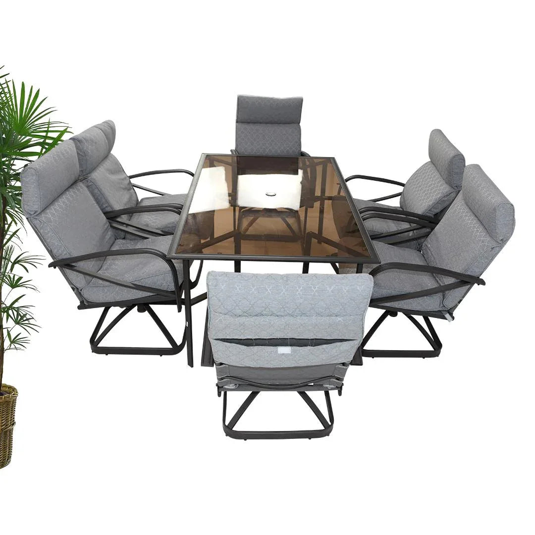 Aluminum 6-Seater Garden Dining Table Set - The Outdoor Furniture Market 