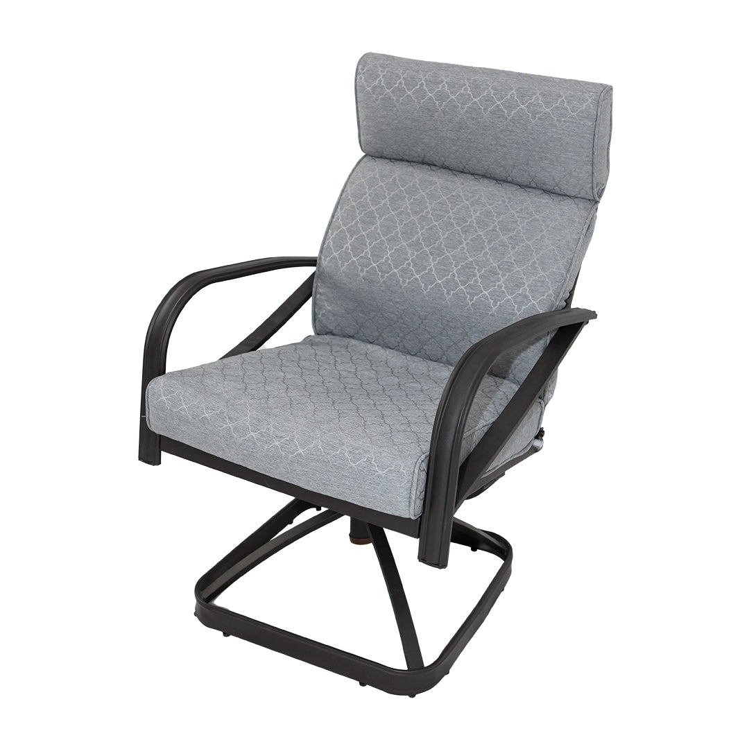 Casa Fiora Steel Frame Swivel Rocker Dining Patio Chair, Gray
