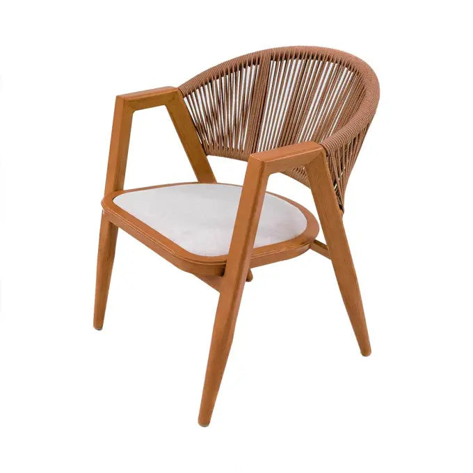 Rope Chairs With Comfortable Beige Cushion-Wooden Color