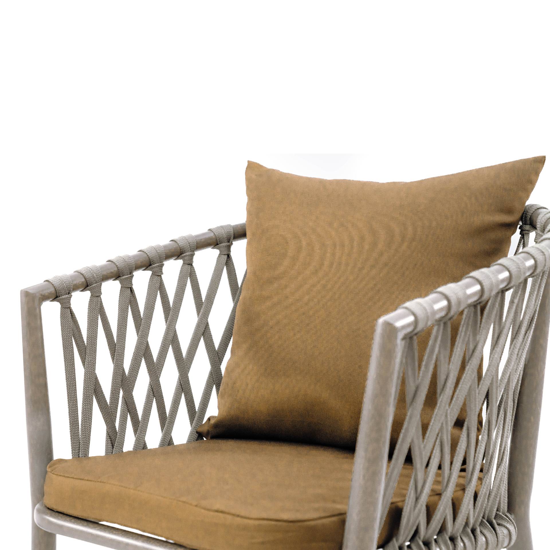 Comfort Aluminium Rope Patio Chair-Khaki