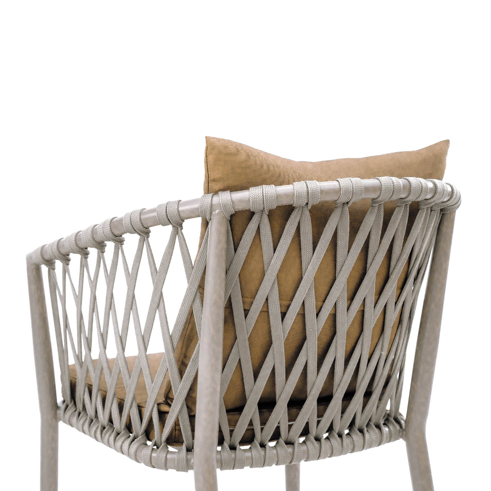 Comfort Aluminium Rope Patio Chair-Khaki