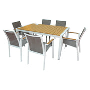 Aluminum Alloy 6-Seater WPC Outdoor Dining Set - The Outdoor Furniture Market 