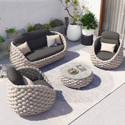 Outdoor Comfort Rope Articles Leisure Terrace Chair Garden Sofas Set for Villa Hotel - 5 Seater