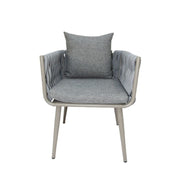 Casa Fiora Stylish Aluminum & Rope Outdoor Patio Dining Chair With Cushion Grey