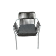 Casa Fiora Elegant Outdoor Aluminum Frame Rope Dining Chair with Cushion Grey