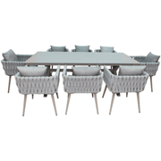 Casa Fiora Luxurious Aluminum Frame WPC 8-Seater Outdoor Dining Set with Cushions for Balcony and Backyard