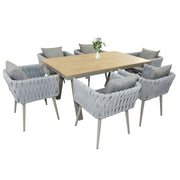 Casa Fiora Exceptional Aluminum Frame WPC 6-Seater Outdoor Dining Set with Cushions for Garden and Patio