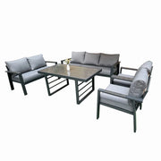 Casa Fiora 7 Seater Outdoor Aluminium Sofa Set – Weather-Resistant with Comfortable Cushions & Coffee Table - The Outdoor Furniture Market 