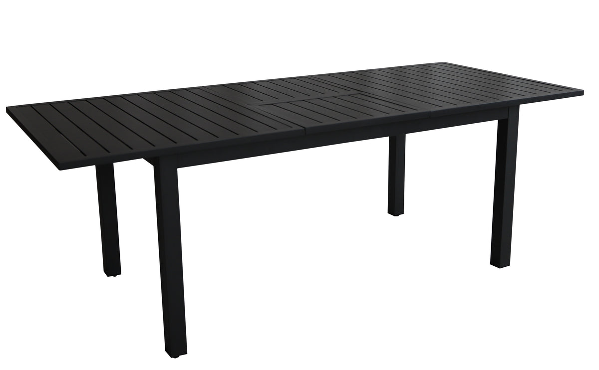 Extendable Aluminium Outdoor Dining Table & 8 Stacking Chairs | 6 to 8 Seater | Black