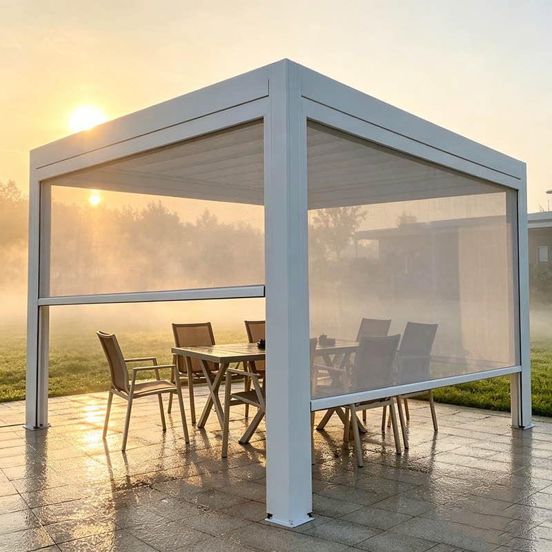 luxury 3x4m gazebo with wind-resistant roller blinds, outdoor gazebo and pergola by The Outdoor Furniture Market.