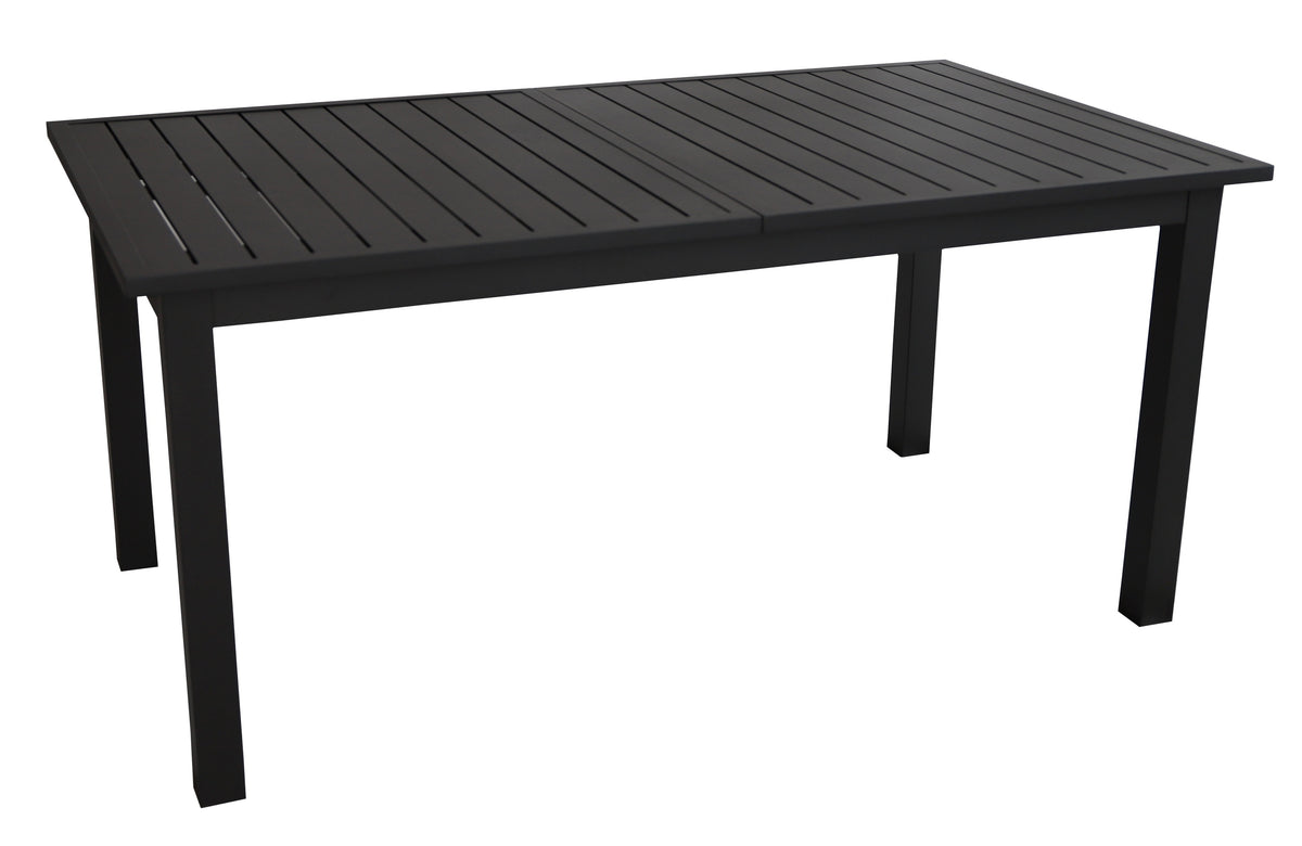 Extendable Aluminium Outdoor Dining Table & 8 Stacking Chairs | 6 to 8 Seater | Black