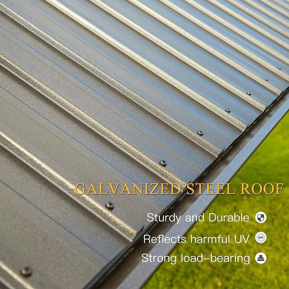 Double Roof Aluminium Gazebo with Sliding Doors | Matte Brown | 3.65m x 4.85m | 3.65m x 6m
