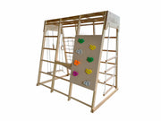 Kiddoro Cheerful Climber kids outdoor playset with swings, slides, and climbing features in a colorful backyard setting