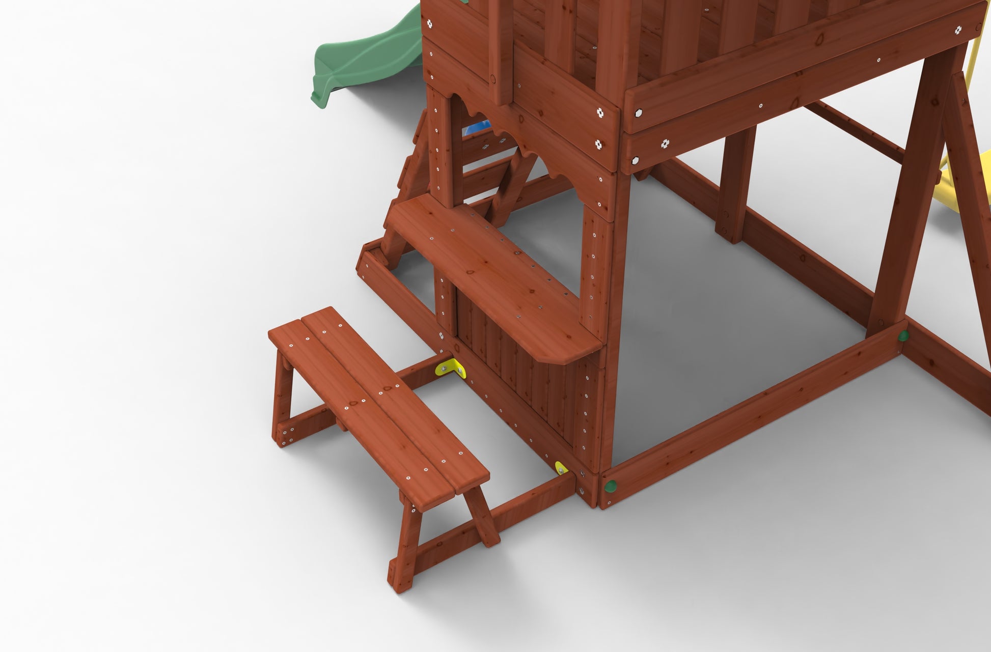 Kiddoro Mighty Jungle Gym swing set for kids outdoor playset with slides, swings, and climbing elements in a backyard setup.
