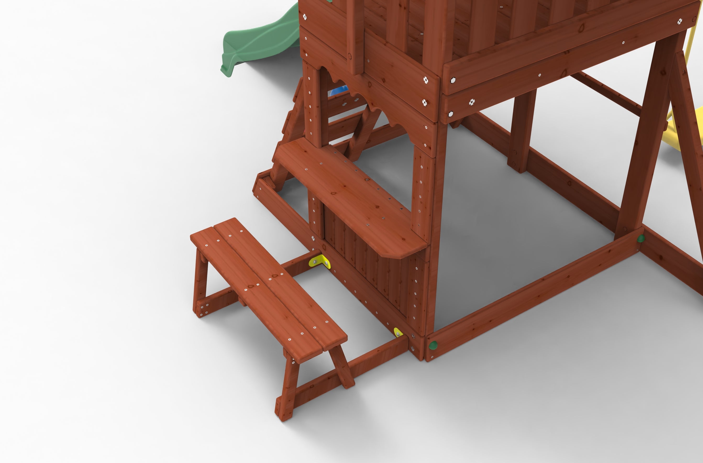 Kiddoro Mighty Jungle Gym swing set for kids outdoor playset with slides, swings, and climbing elements in a backyard setup.
