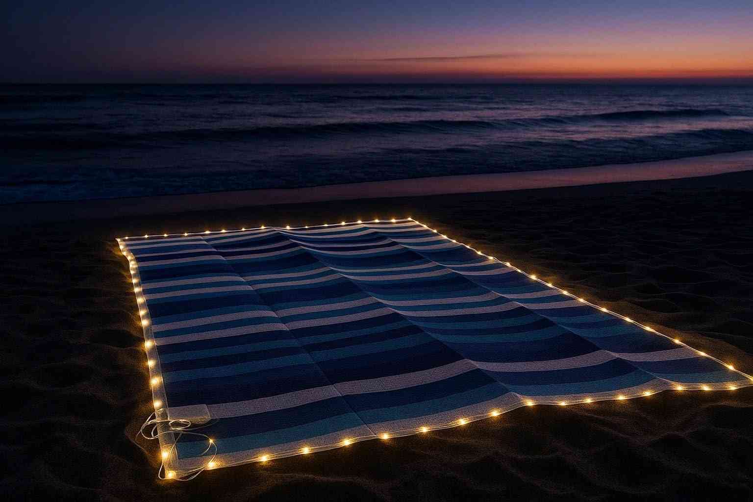 Camping Mat with LED Lights – Portable Outdoor Camping Mat with Edge Lighting | Desert, Wadi & Backyard Use | Foldable, Easy-Clean, Battery Operated & Durable (Khaki Cloud, 270x360)
